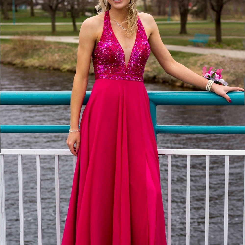 Mori Lee Elegant Pink Sequin Prom Dress